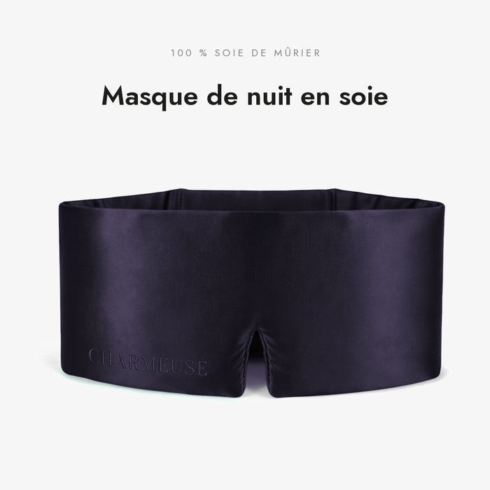 Masque de nuit en soie Velours Noir, 100 % soie de mûrier