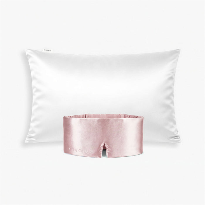 Duo taie d'oreiller Blanc Ivoire et masque Rosée de Mai