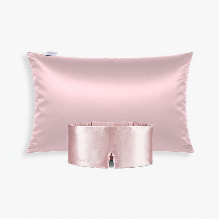 Duo masque et taie d'oreiller en soie Rosée de Mai