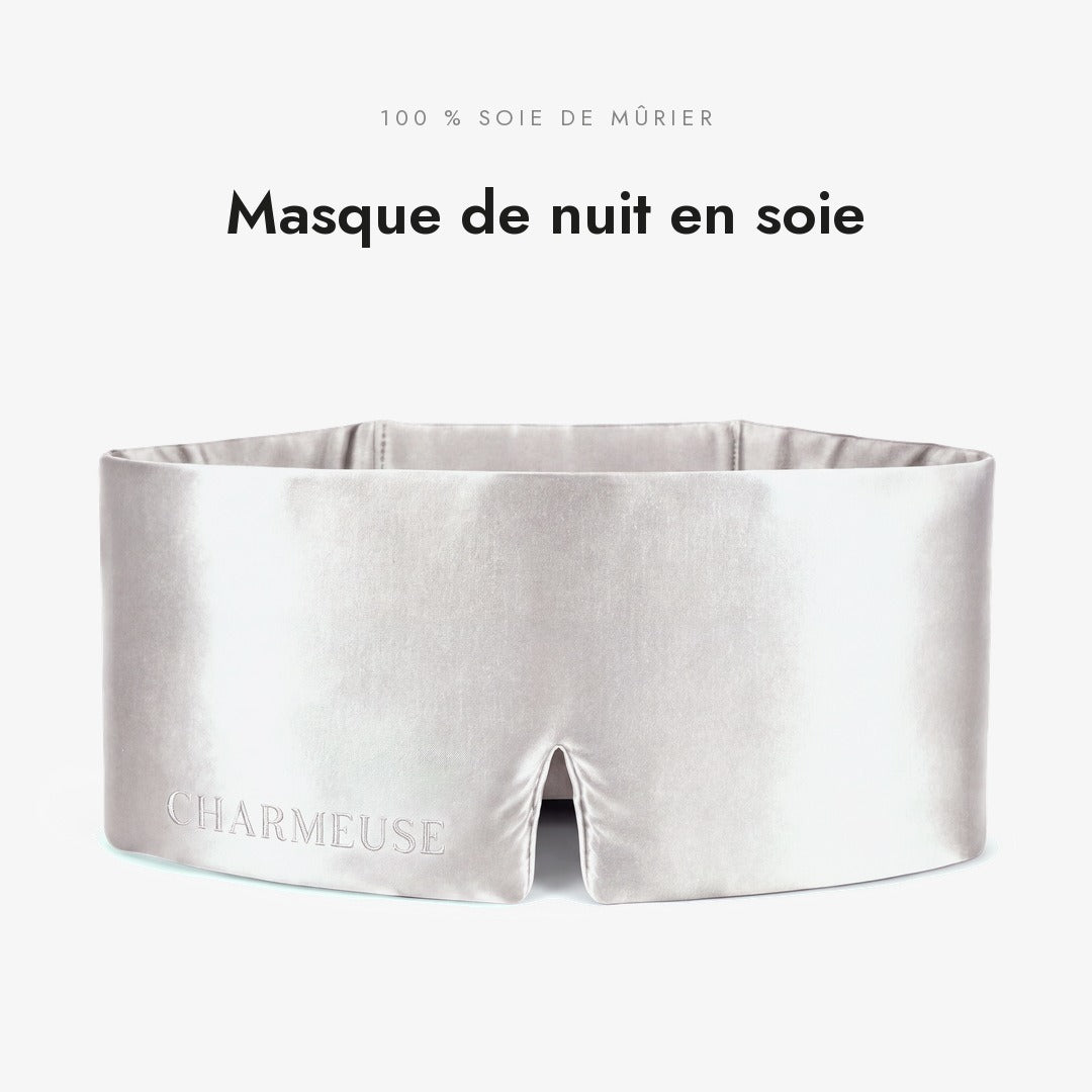 Masque de nuit en soie Gris Perle, 100 % soie de mûrier