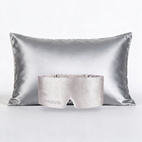Duo masque et taie d'oreiller en soie Gris Perle