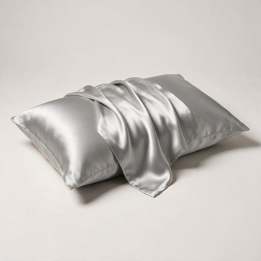 Taie d'oreiller en soie Gris Perle