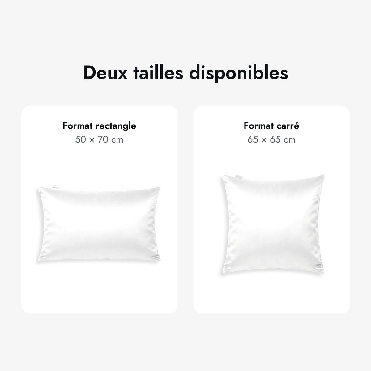 Deux tailles : 50 × 70 cm et 65 × 65 cm