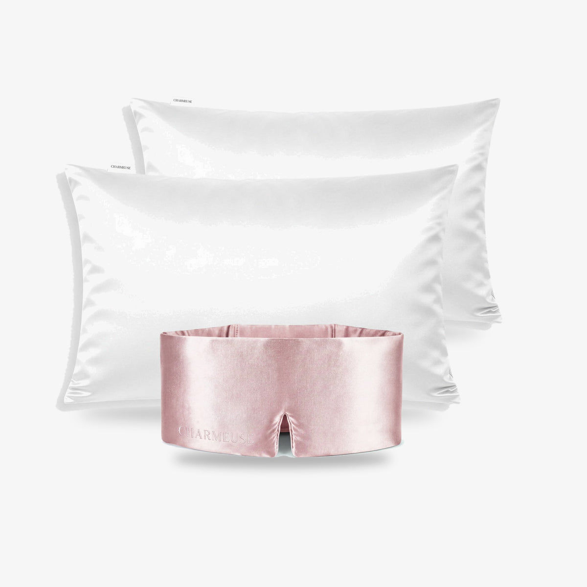 Trio de nuit : masque Rosée de Mai et deux taies Blanc Ivoire en soie